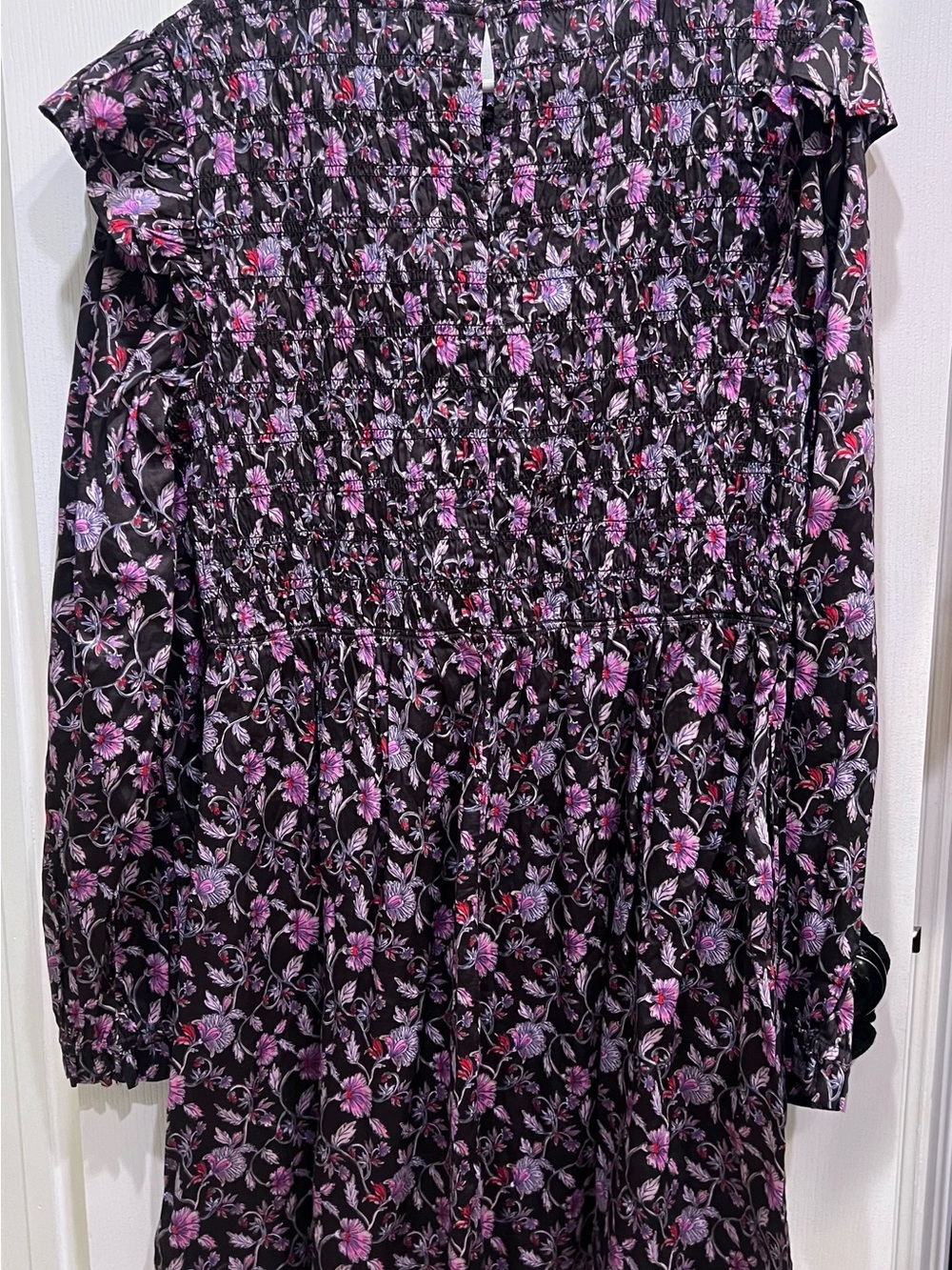 GAP Black Floral Smocked Long-Sleeve Dress with Pink Accents - Picture 6 of 8